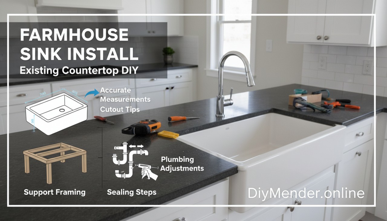 how to install a farmhouse sink in existing countertop at home