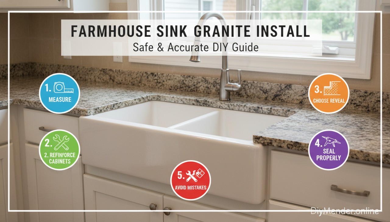 Step by step how to install a farmhouse sink with granite